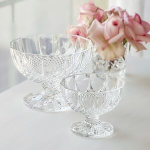 Cottagecore Vintage Set of Two Crystal Serving Bowls